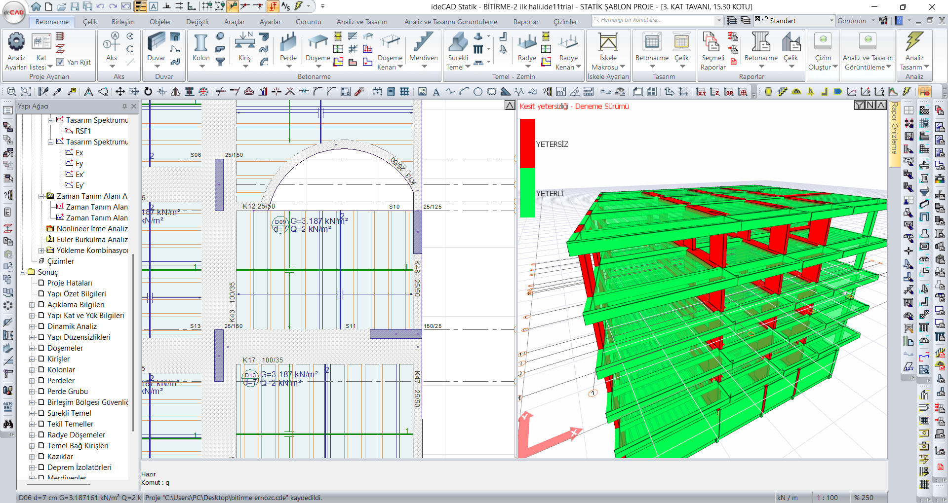 ideCAD Statik - BİTİRME-2 ilk hali.ide11trial - STATİK ŞABLON PROJE - [3. KAT TAVANI, 15.30 KO...png